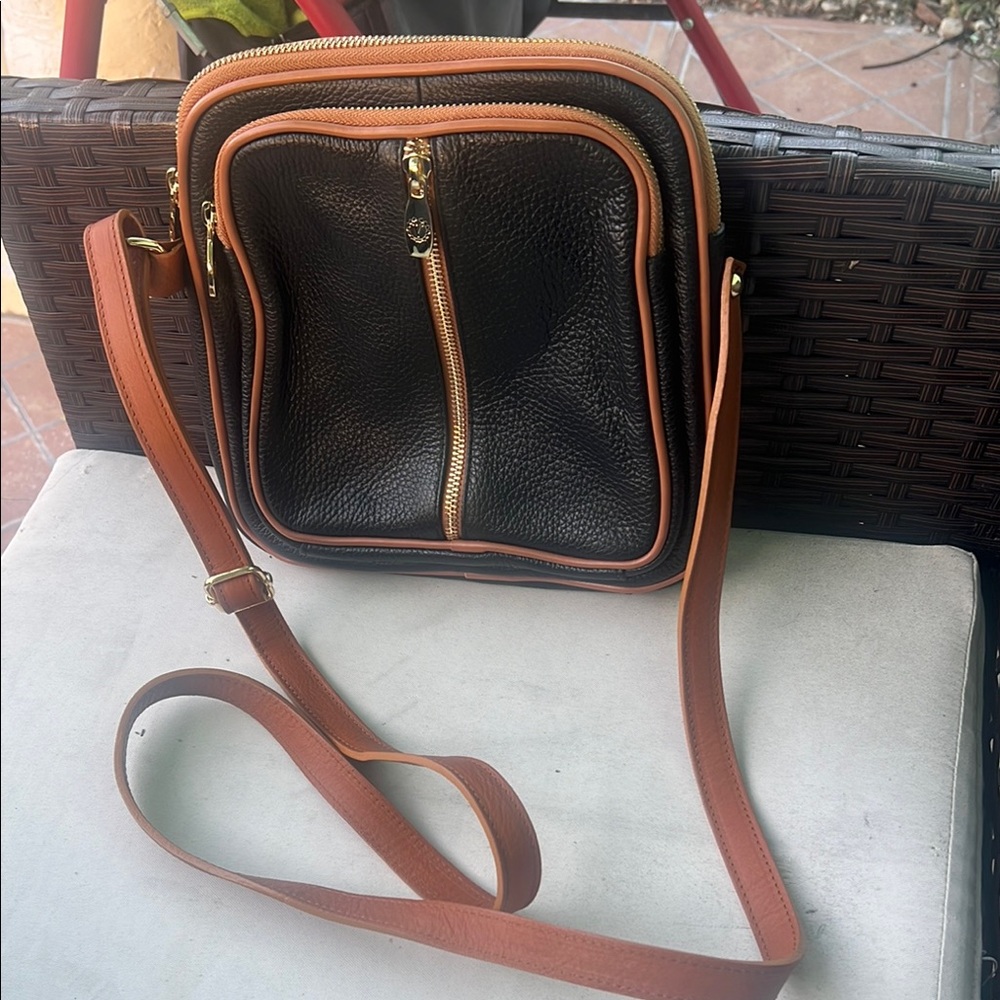 Black and Tan Leather Crossbody Bag